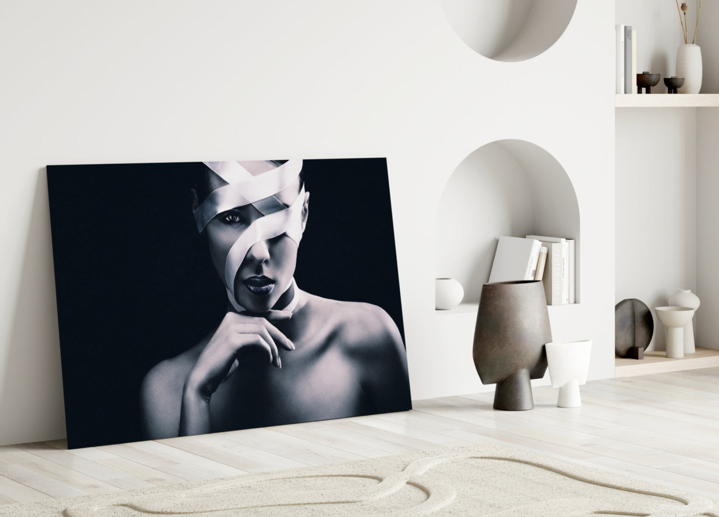 Ribbon-Bound Portrait Glass Wall Art