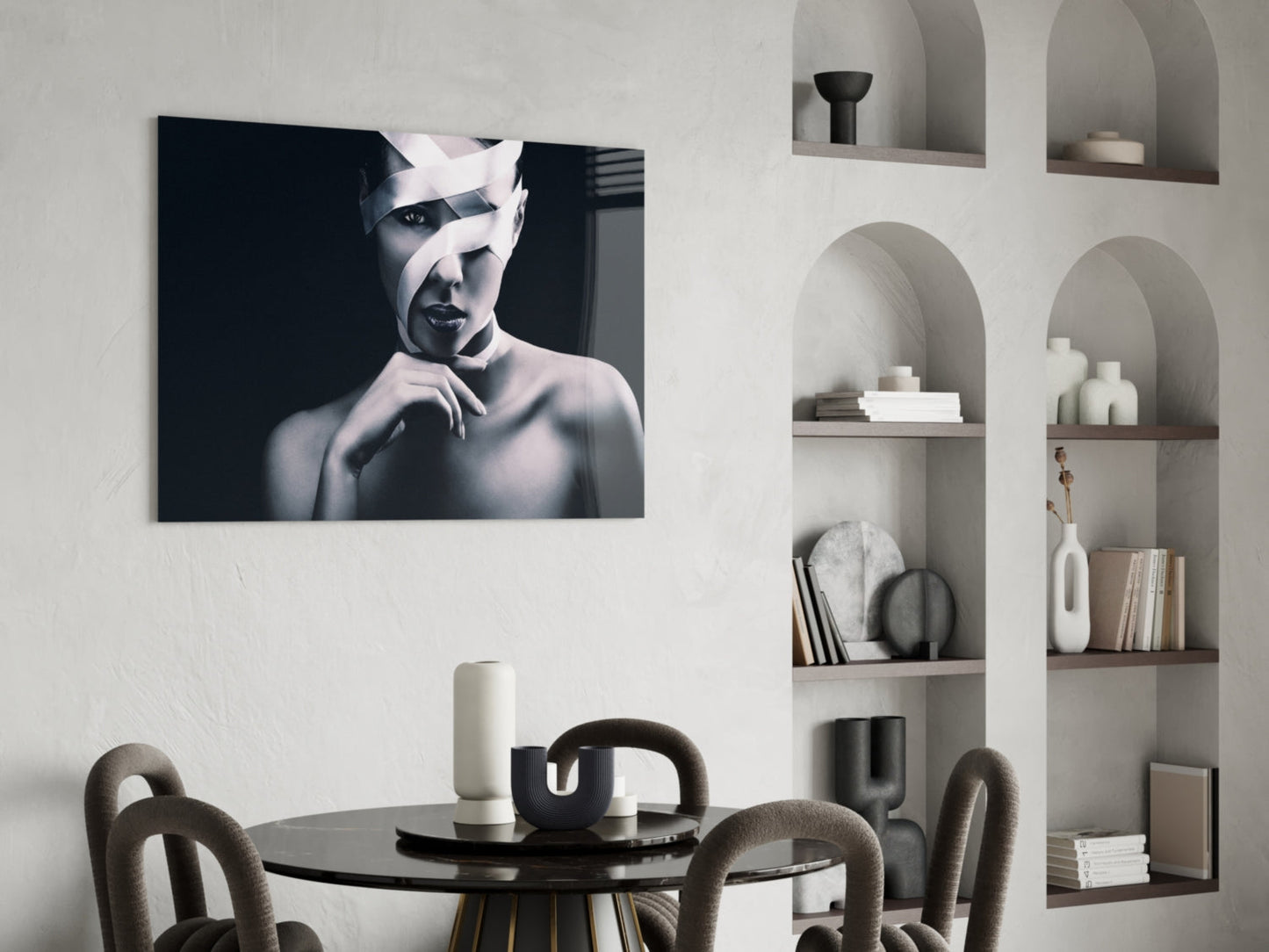 Ribbon-Bound Portrait Glass Wall Art