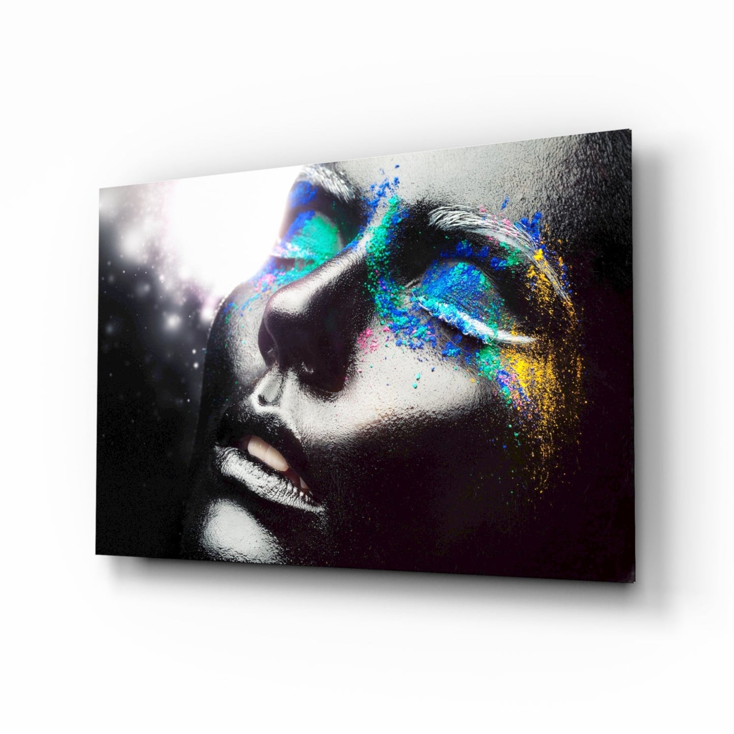 Cosmic constellation portrait glass wall art with colorful pigment