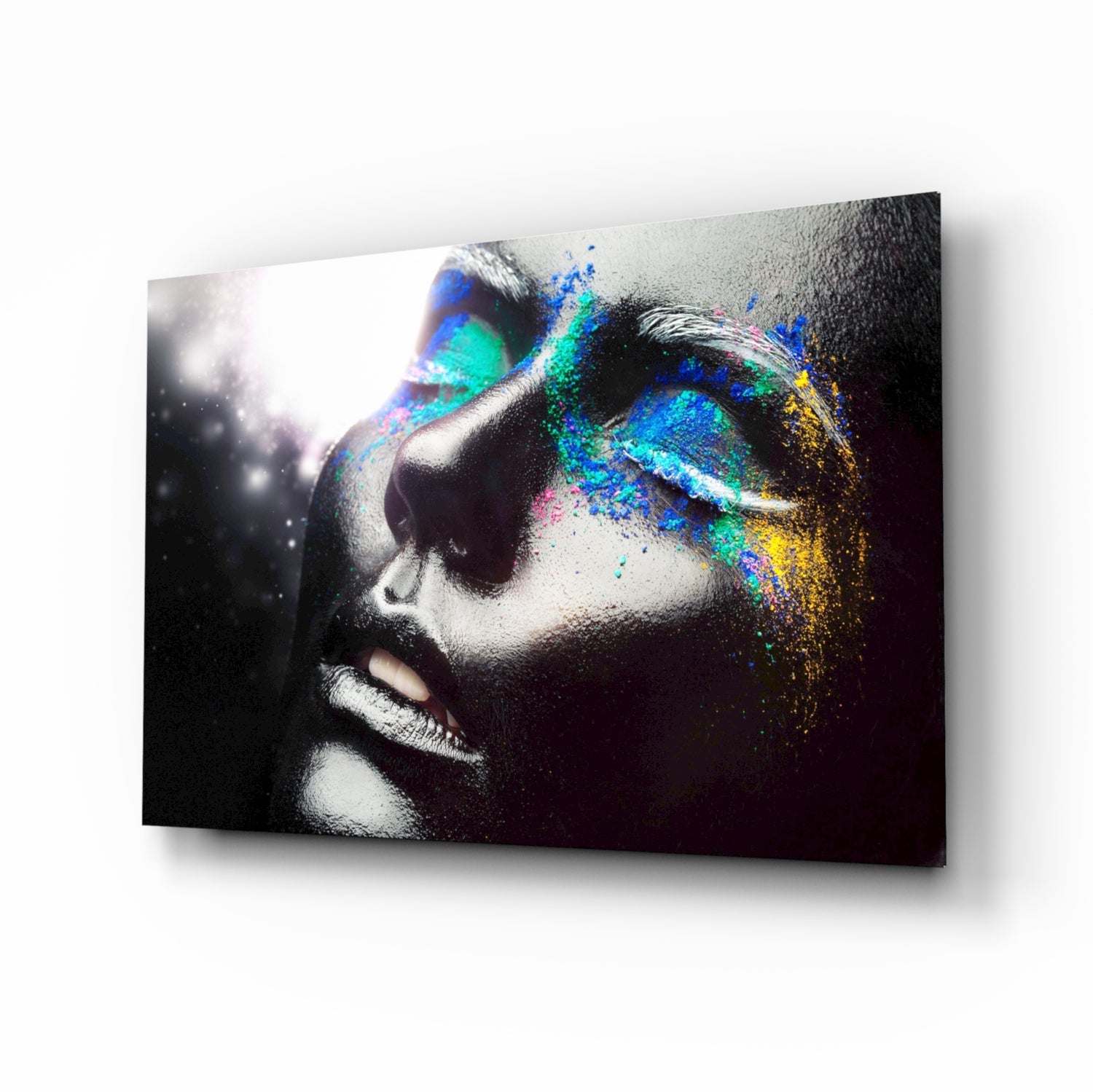 Cosmic constellation portrait glass wall art with colorful pigment