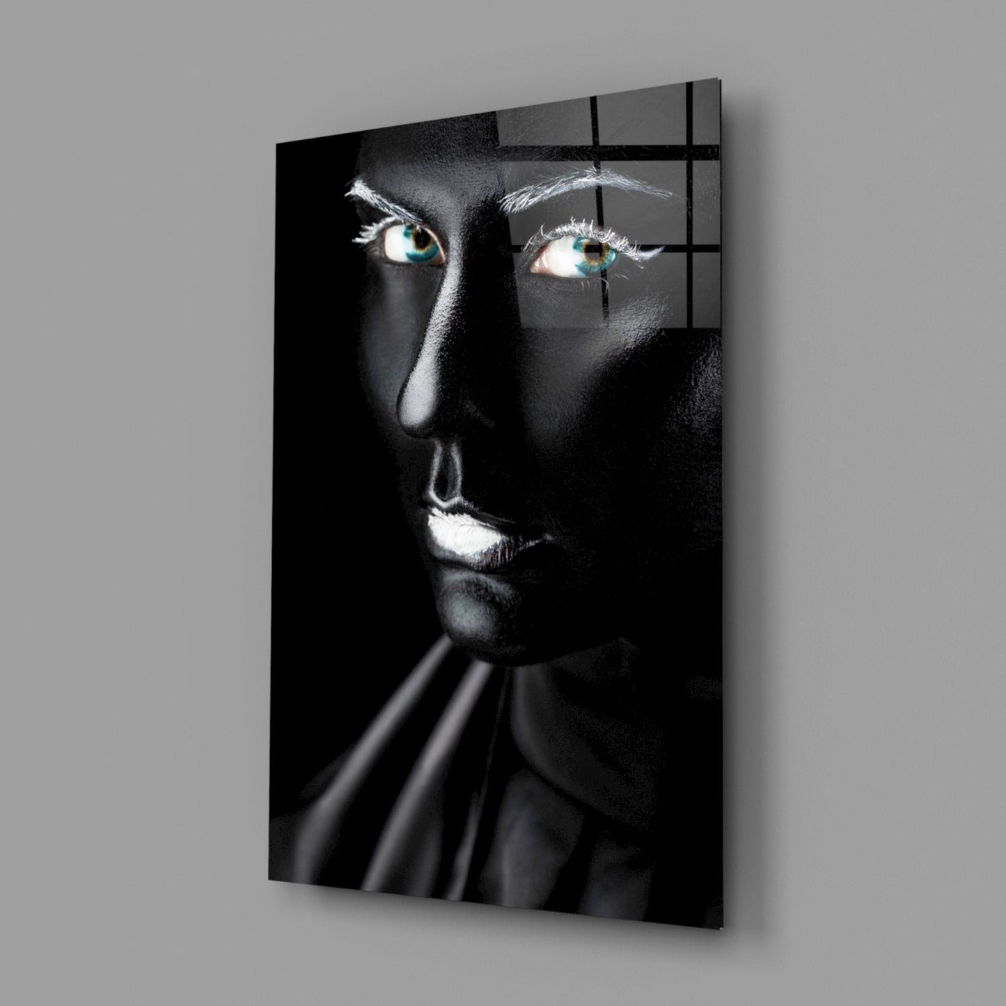 Turquoise Eyes Portrait Glass Wall Art
