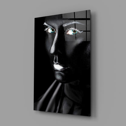 Turquoise Eyes Portrait Glass Wall Art
