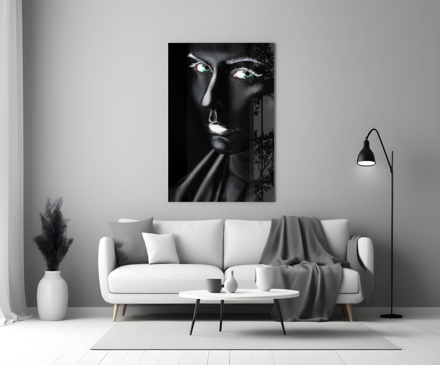 Turquoise Eyes Portrait Glass Wall Art