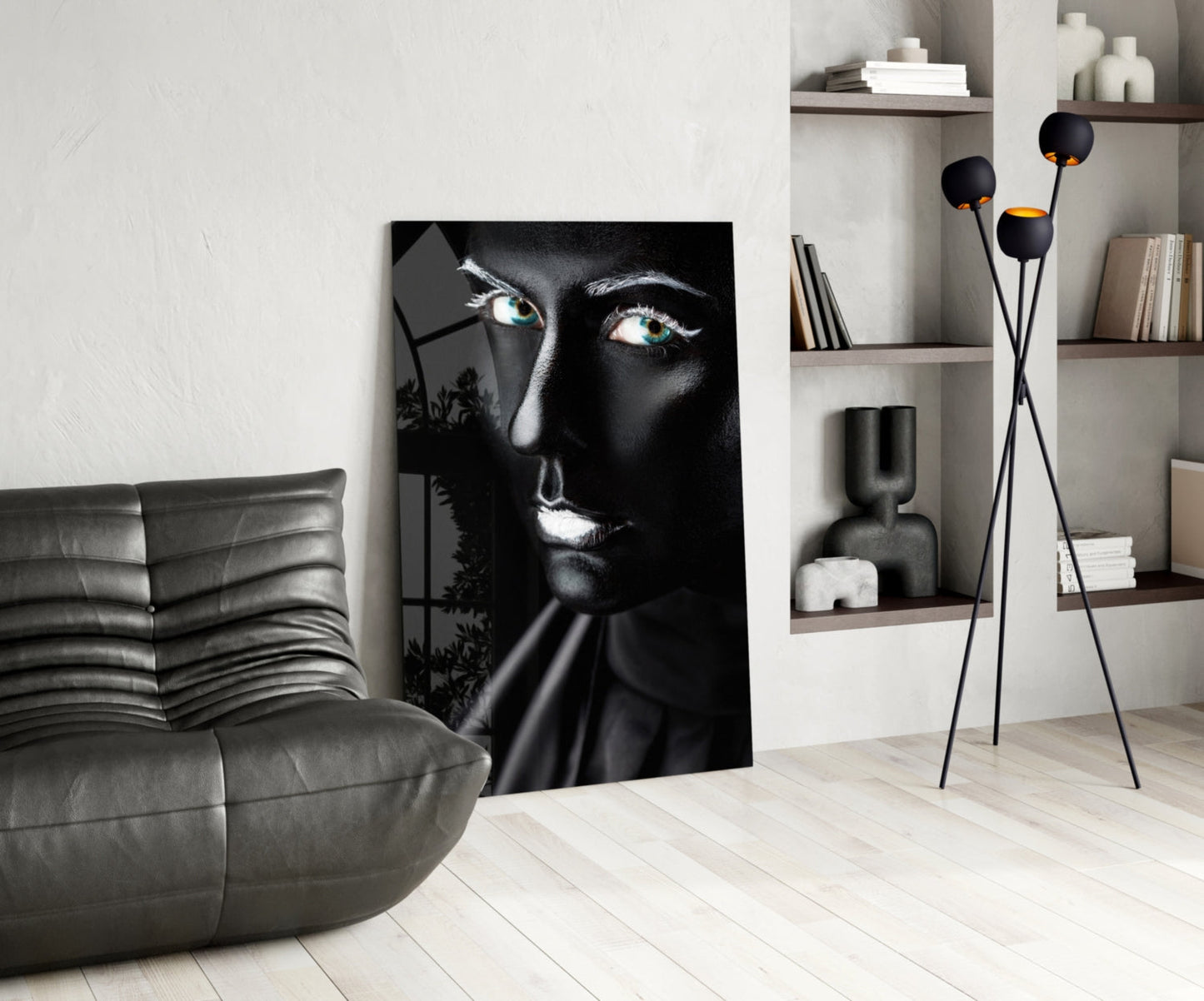 Turquoise Eyes Portrait Glass Wall Art