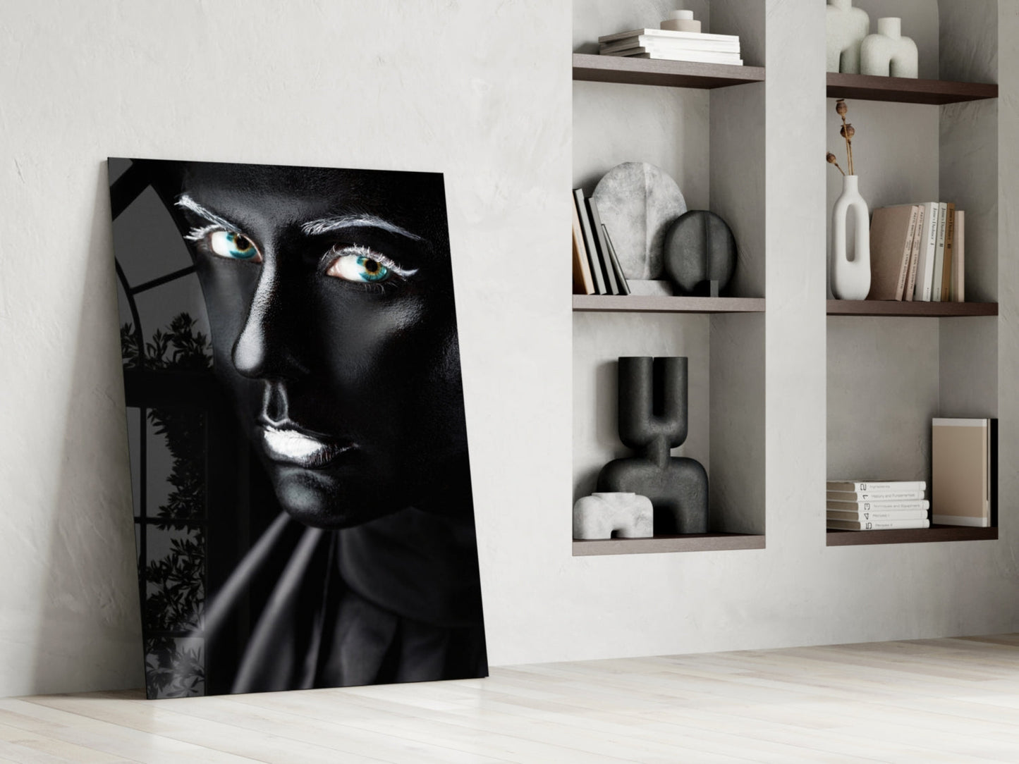 Turquoise Eyes Portrait Glass Wall Art