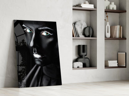 Turquoise Eyes Portrait Glass Wall Art