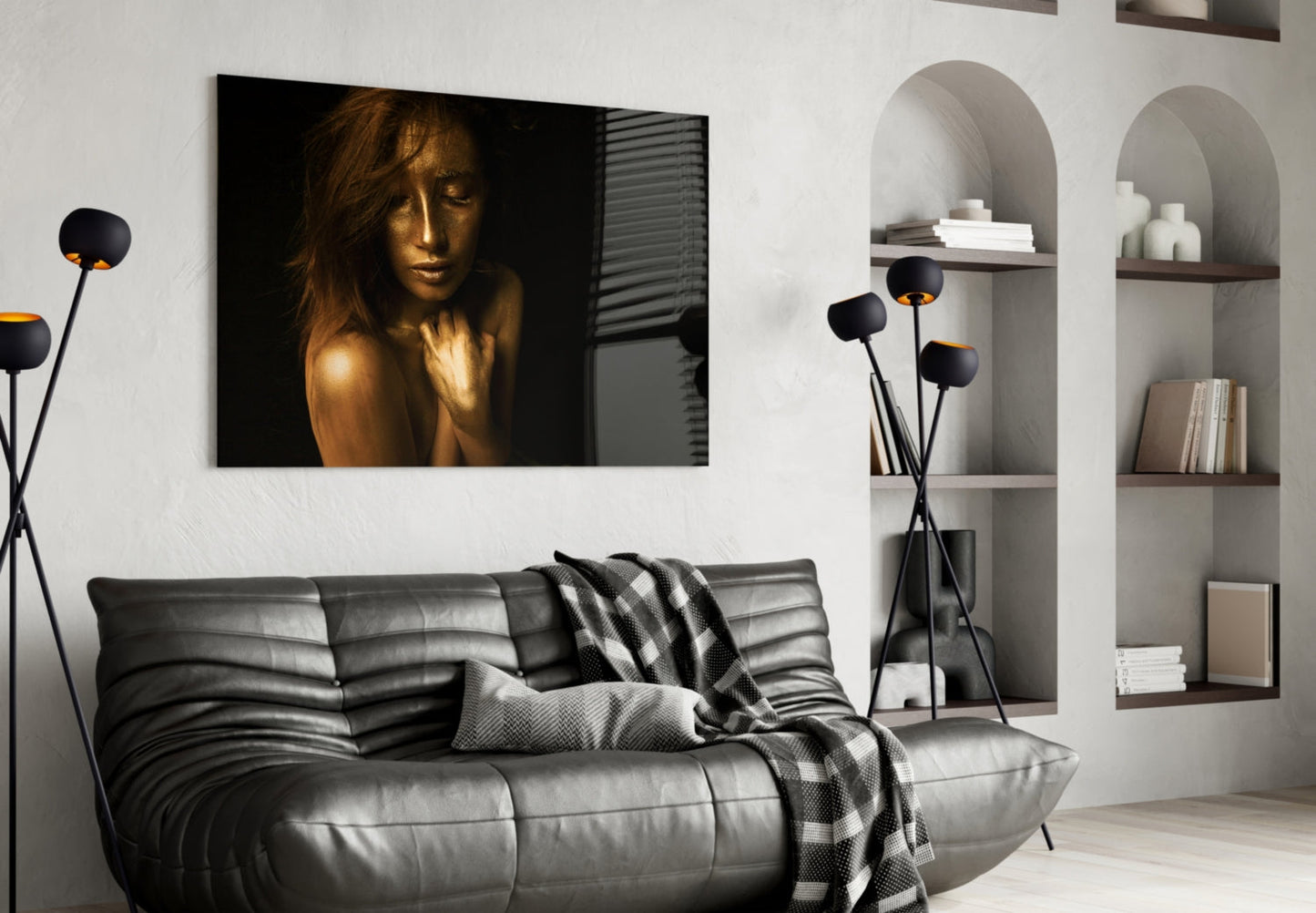 Golden Hour Woman Glass Wall Art