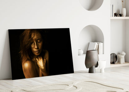 Golden Hour Woman Glass Wall Art