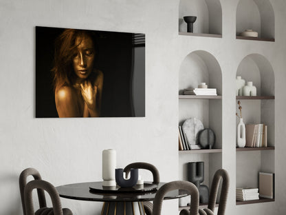Golden Hour Woman Glass Wall Art