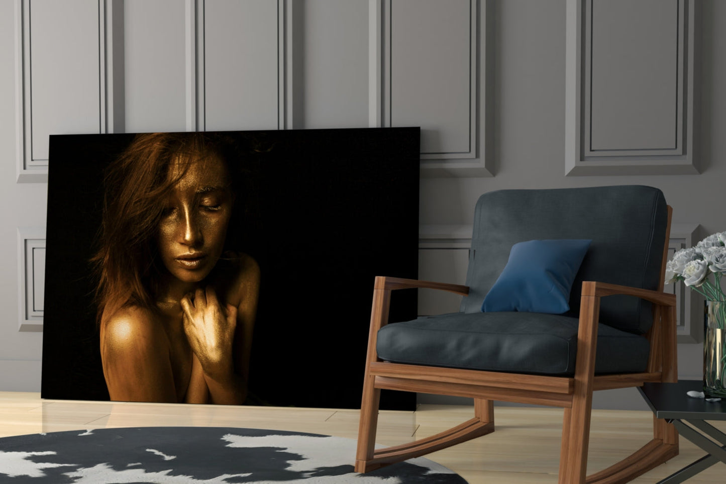 Golden Hour Woman Glass Wall Art