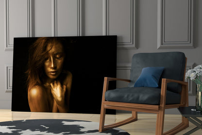 Golden Hour Woman Glass Wall Art