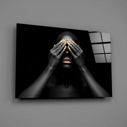 Golden Veil Woman Glass Wall Art