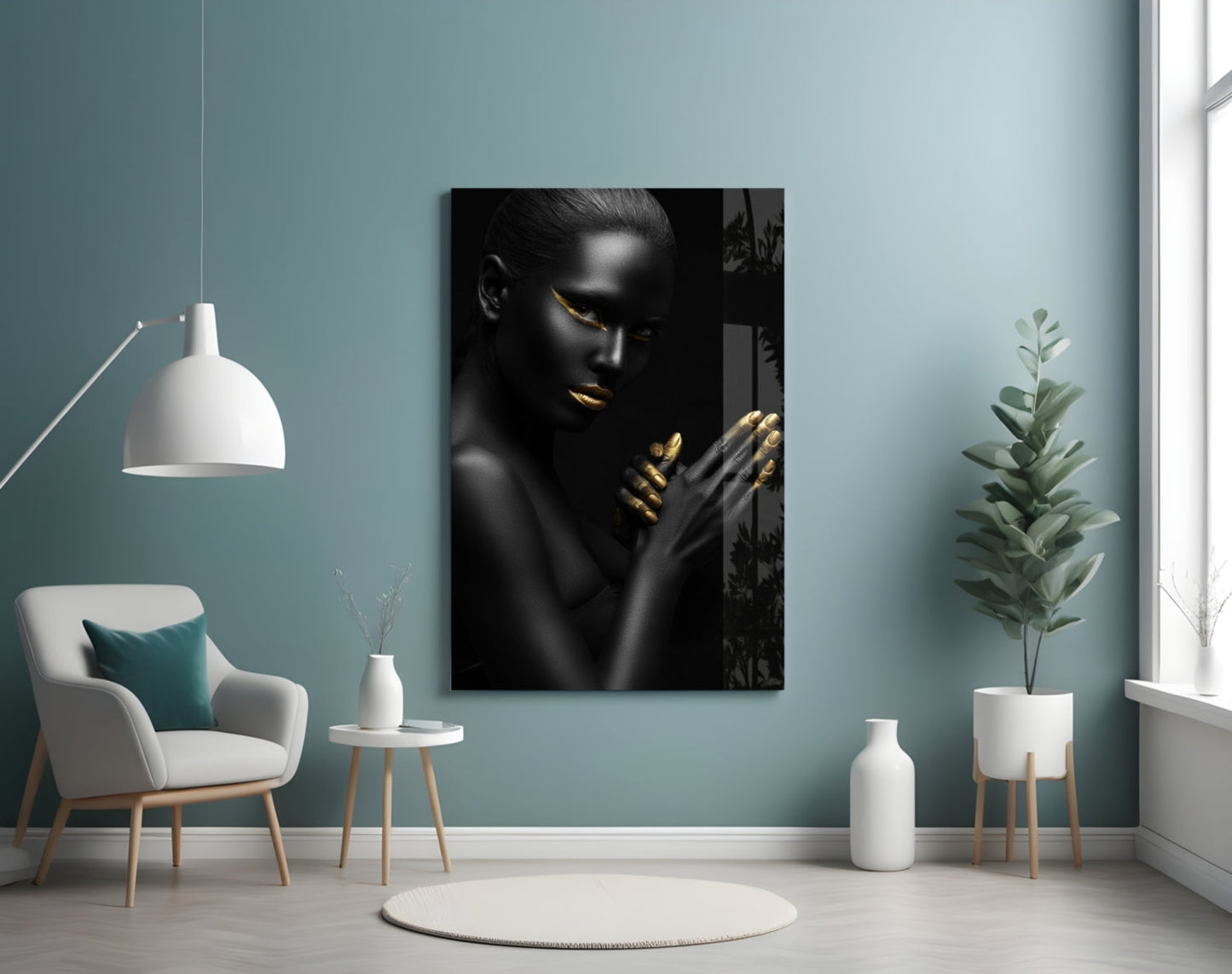 Golden Touch Woman Glass Wall Art