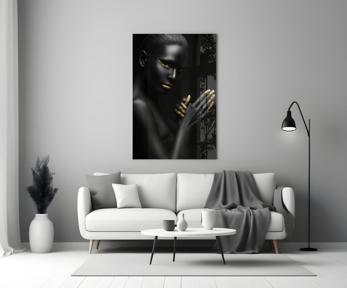 Golden Touch Woman Glass Wall Art