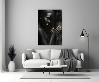 Golden Touch Woman Glass Wall Art