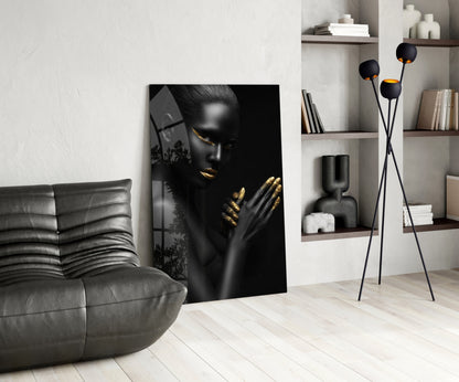 Golden Touch Woman Glass Wall Art