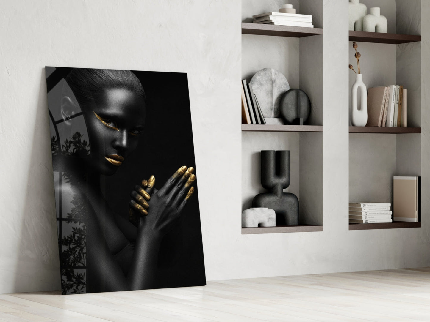 Golden Touch Woman Glass Wall Art