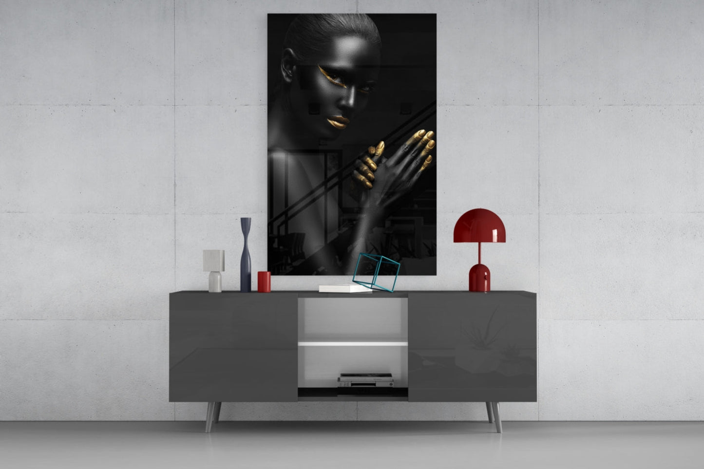 Golden Touch Woman Glass Wall Art