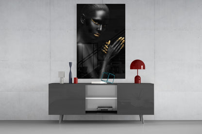 Golden Touch Woman Glass Wall Art
