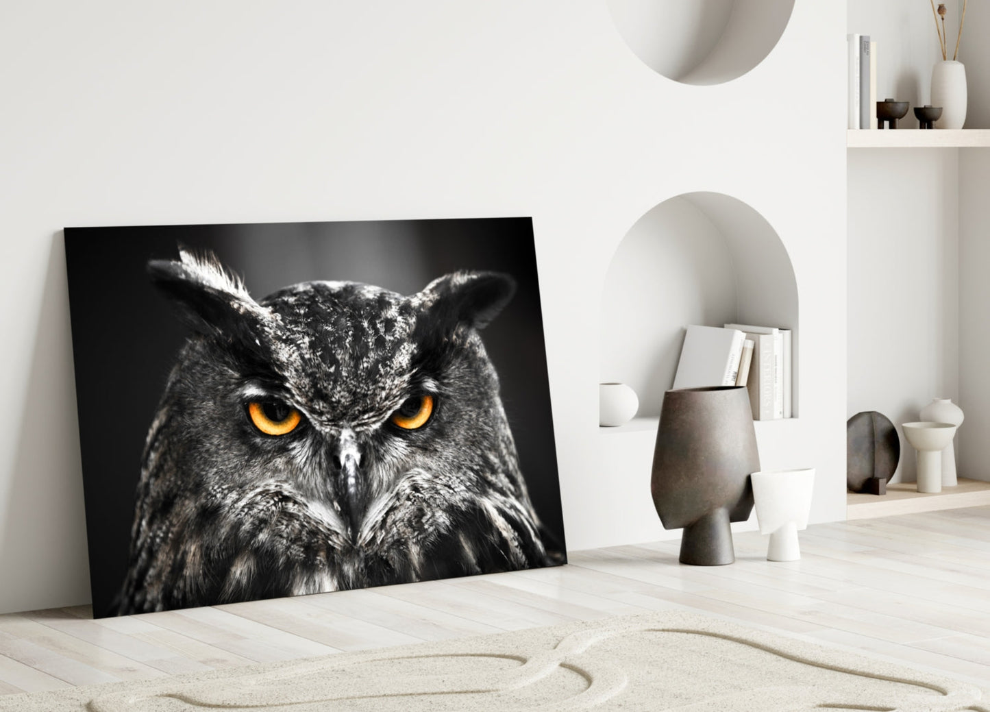 Owl Glass Wall Art - Great Horned Owl
