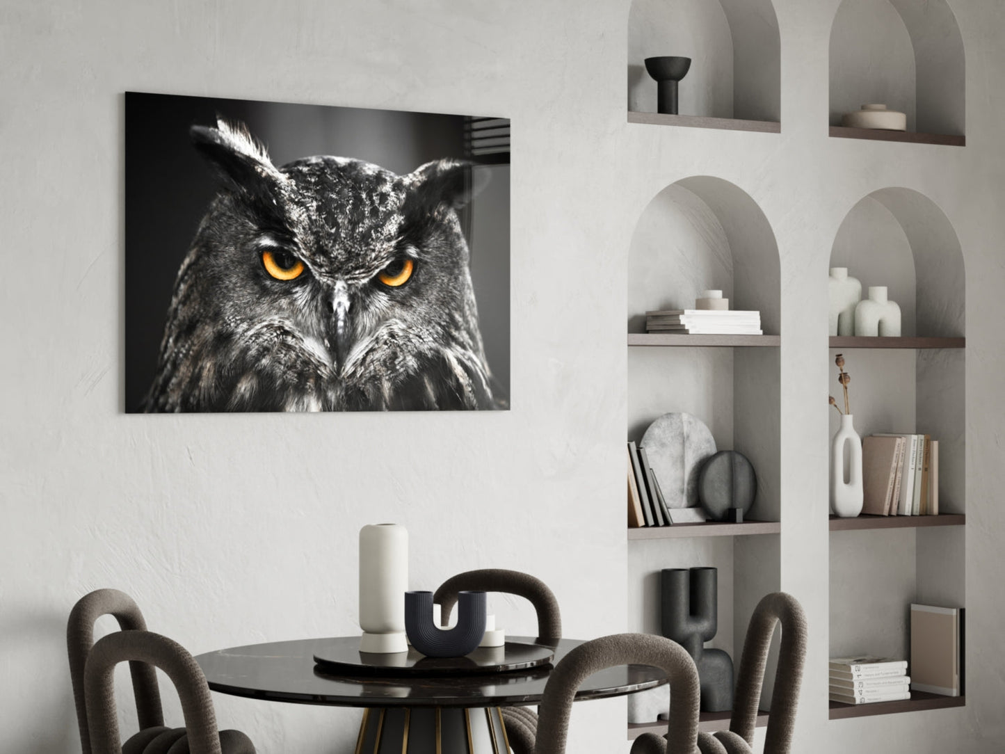 Owl Glass Wall Art - Great Horned Owl