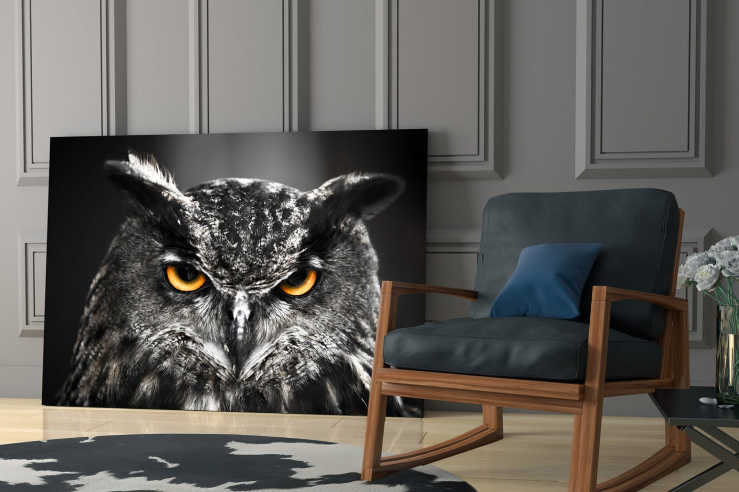 Owl Glass Wall Art - Great Horned Owl