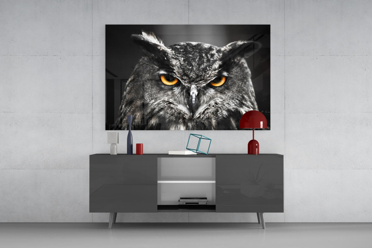 Owl Glass Wall Art - Great Horned Owl