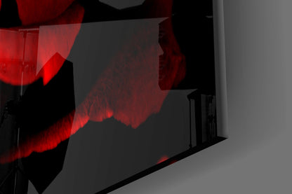 Red Rose Petals Glass Wall Art