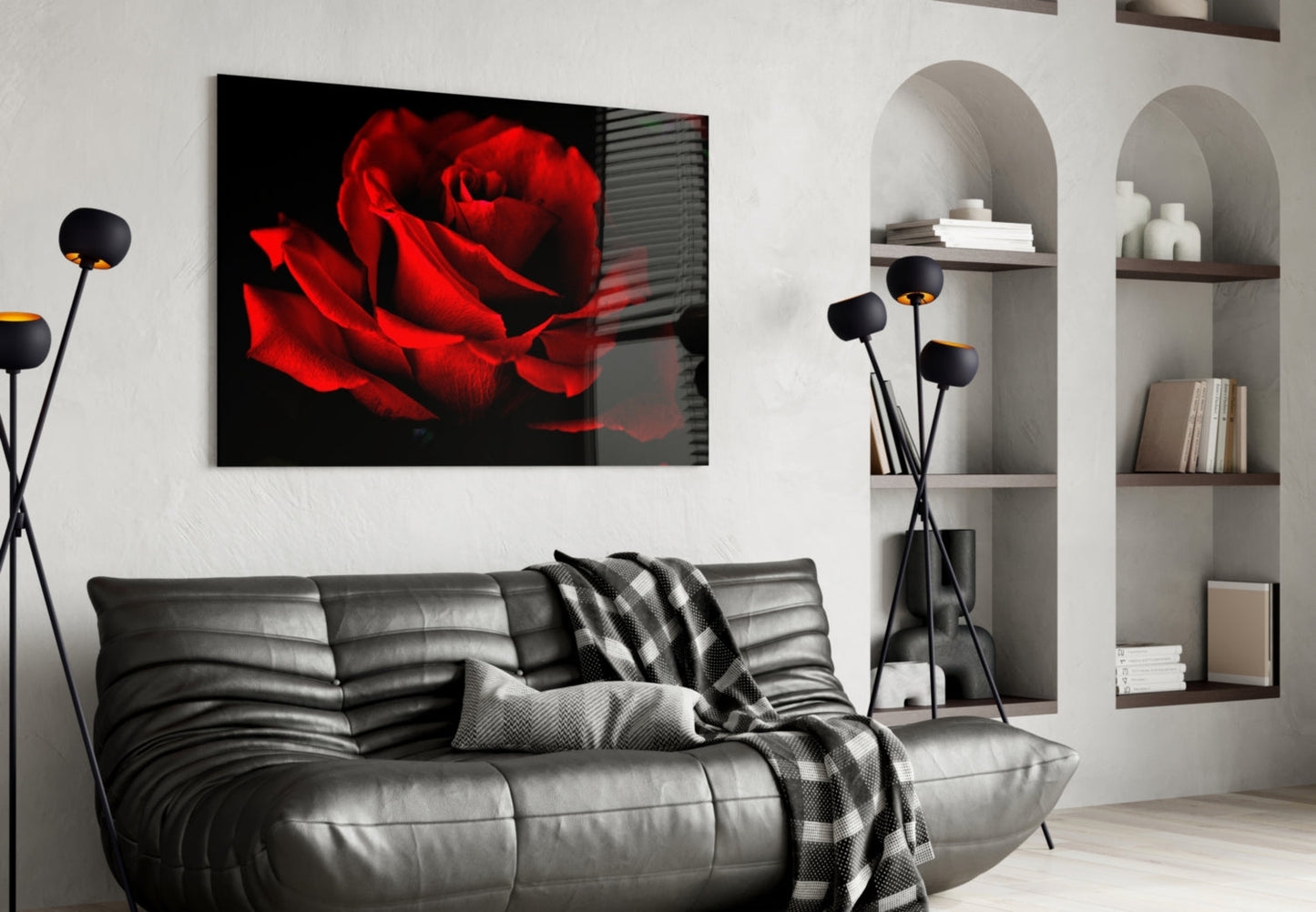 Red Rose Petals Glass Wall Art