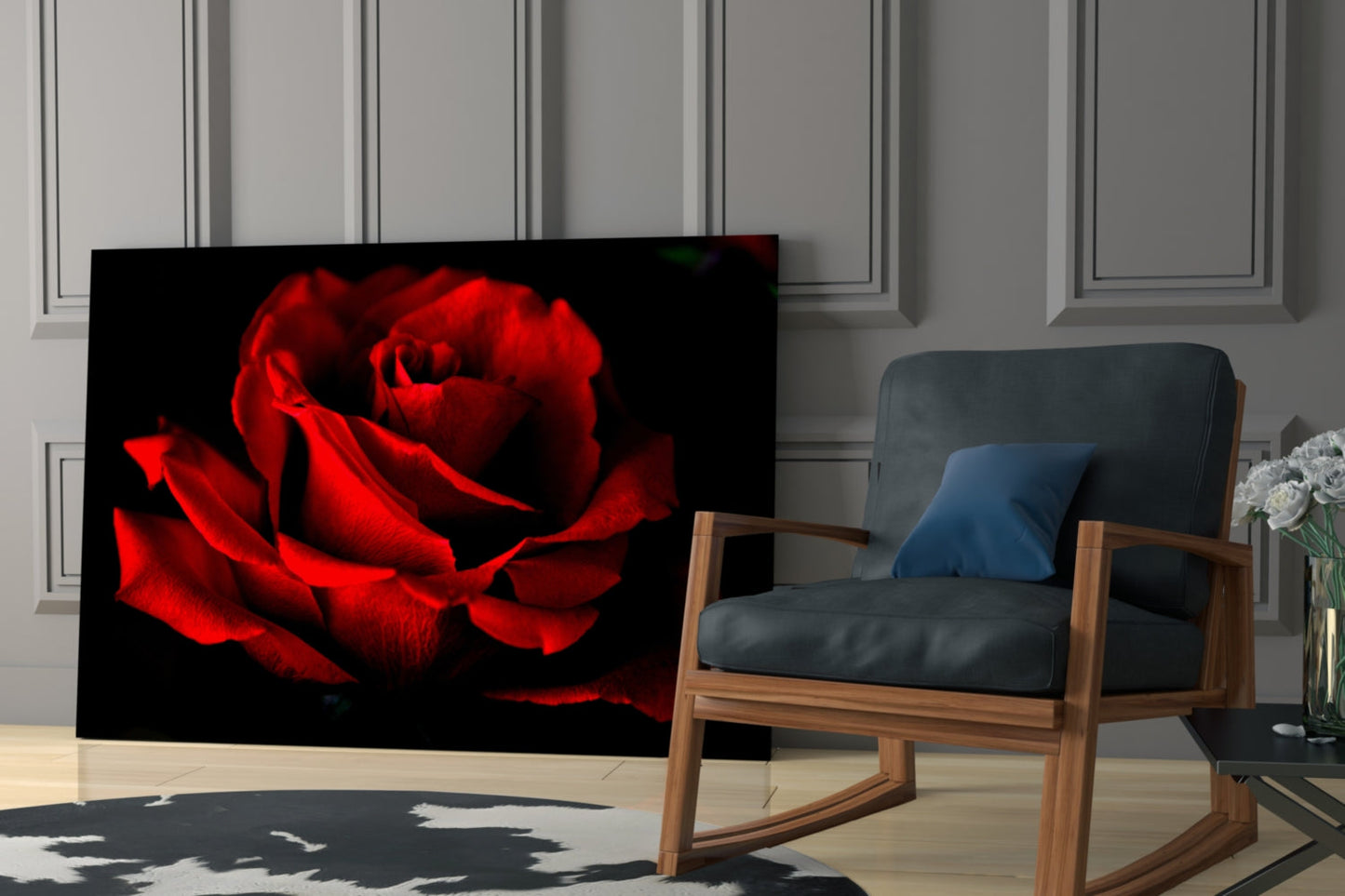 Red Rose Petals Glass Wall Art
