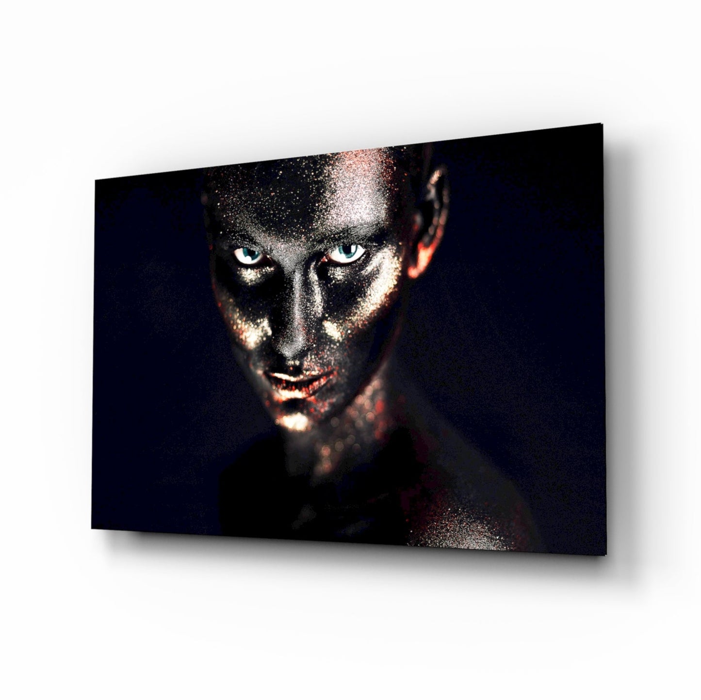 Copper Rose Woman Glass Wall Art - nocturnal editorial portrait