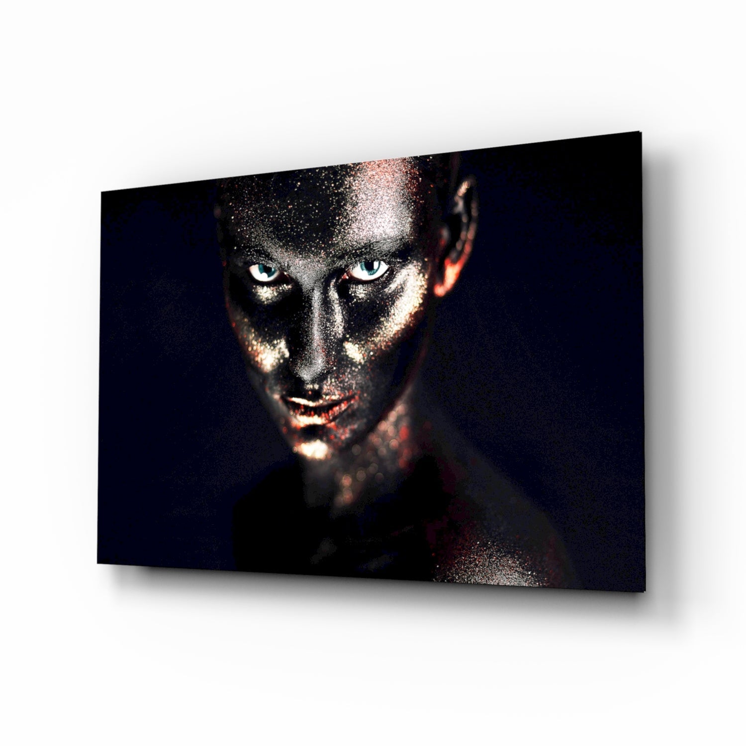 Copper Rose Woman Glass Wall Art - nocturnal editorial portrait