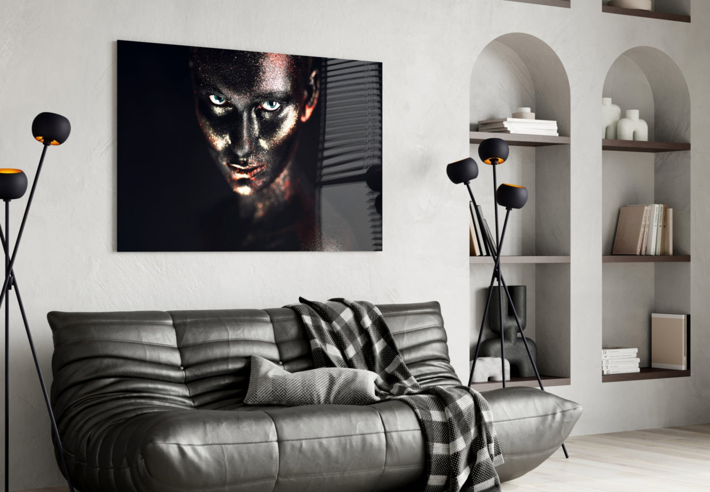 Copper Rose Woman Glass Wall Art