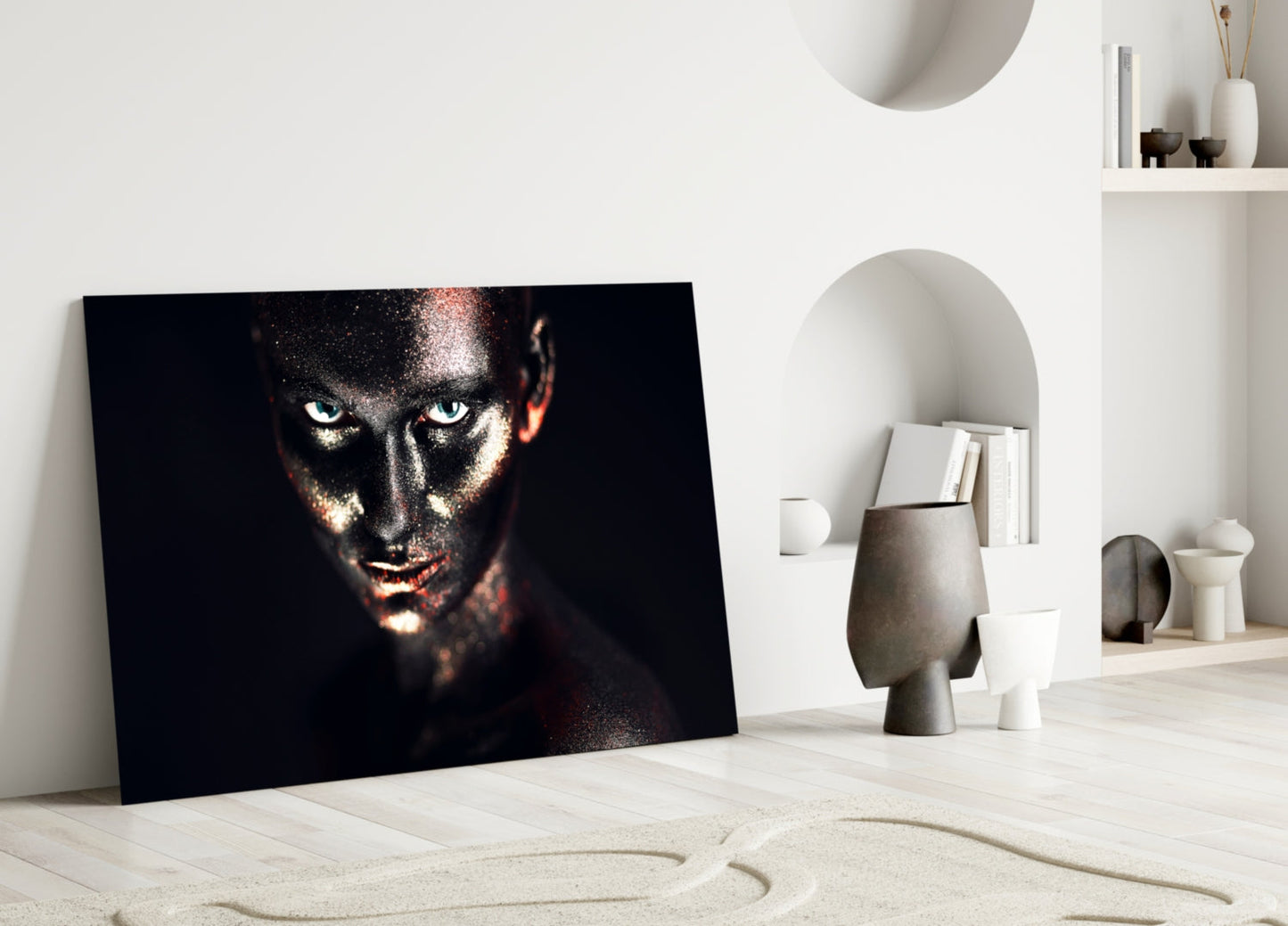 Copper Rose Woman Glass Wall Art