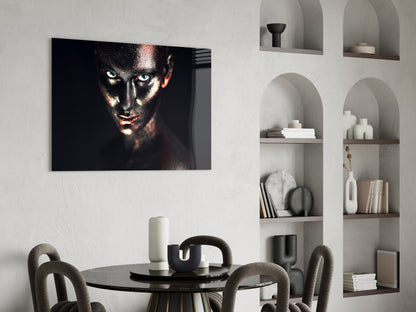 Copper Rose Woman Glass Wall Art