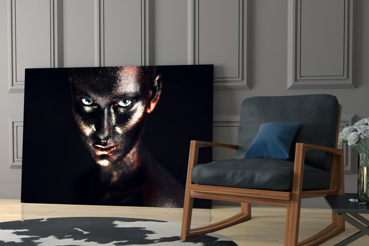 Copper Rose Woman Glass Wall Art