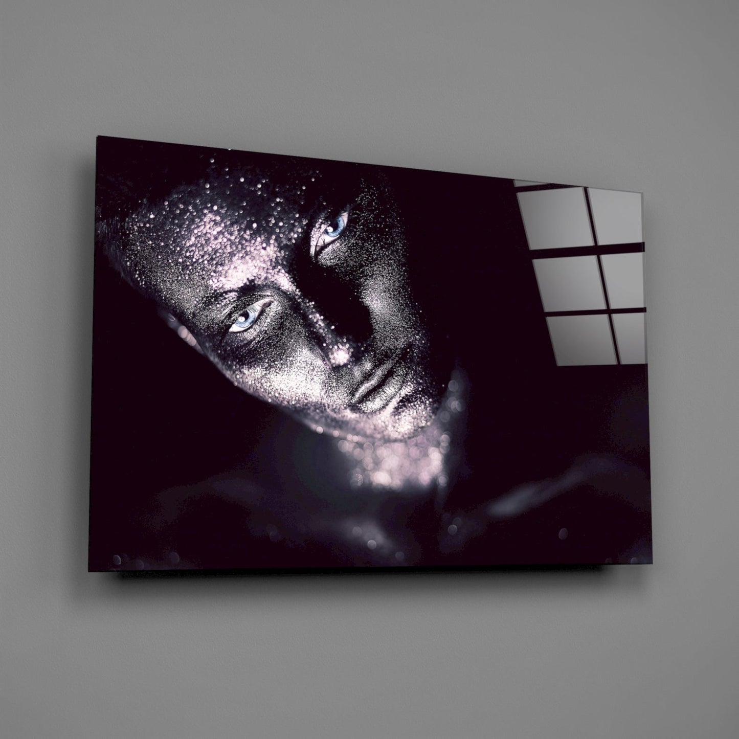 Violet Gaze Woman Glass Wall Art