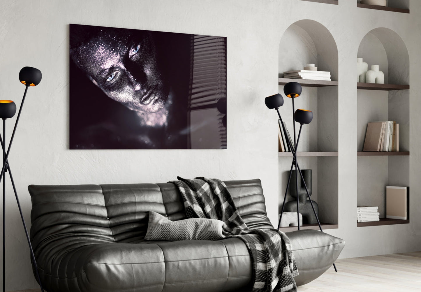 Violet Gaze Woman Glass Wall Art