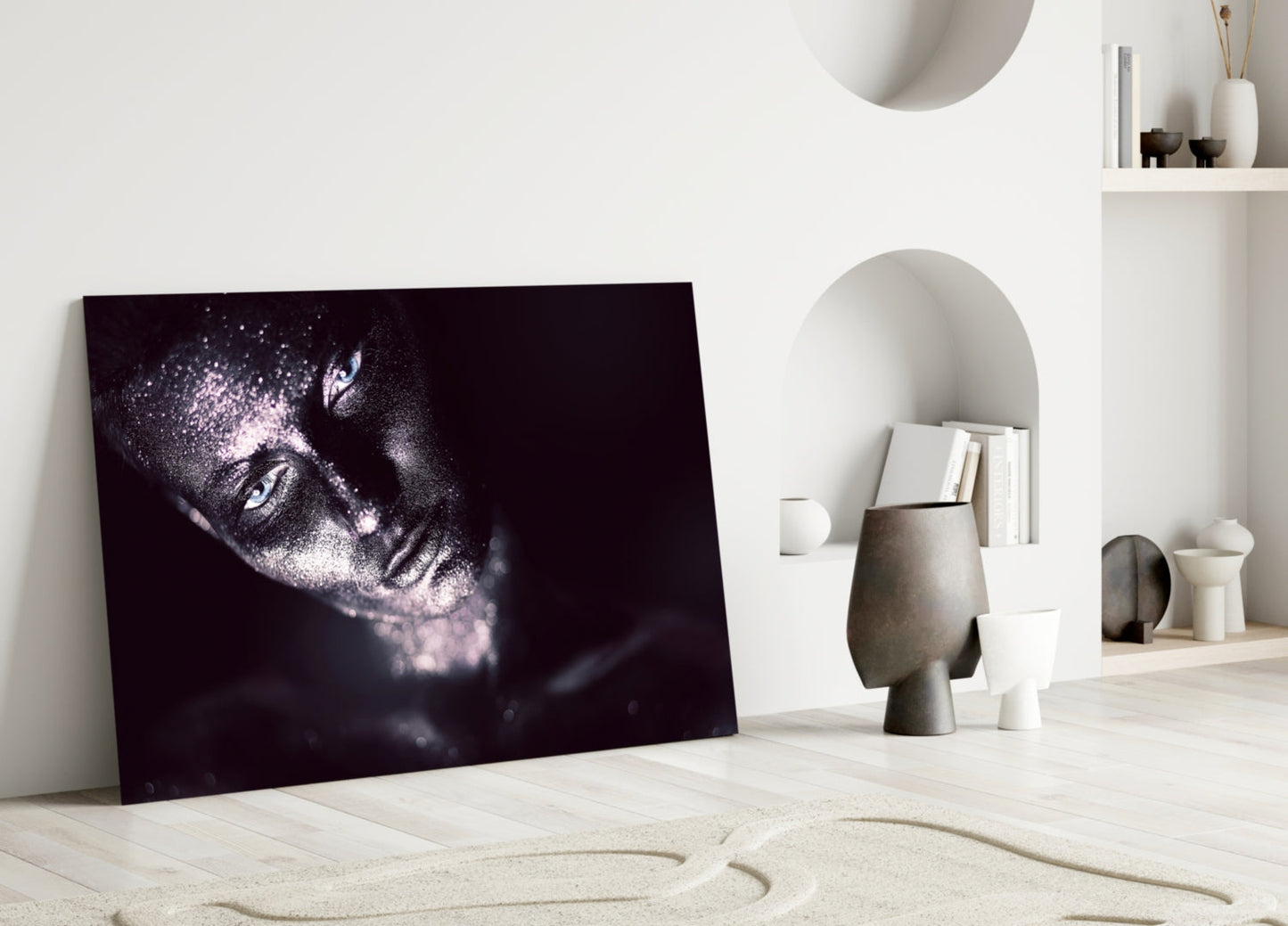 Violet Gaze Woman Glass Wall Art