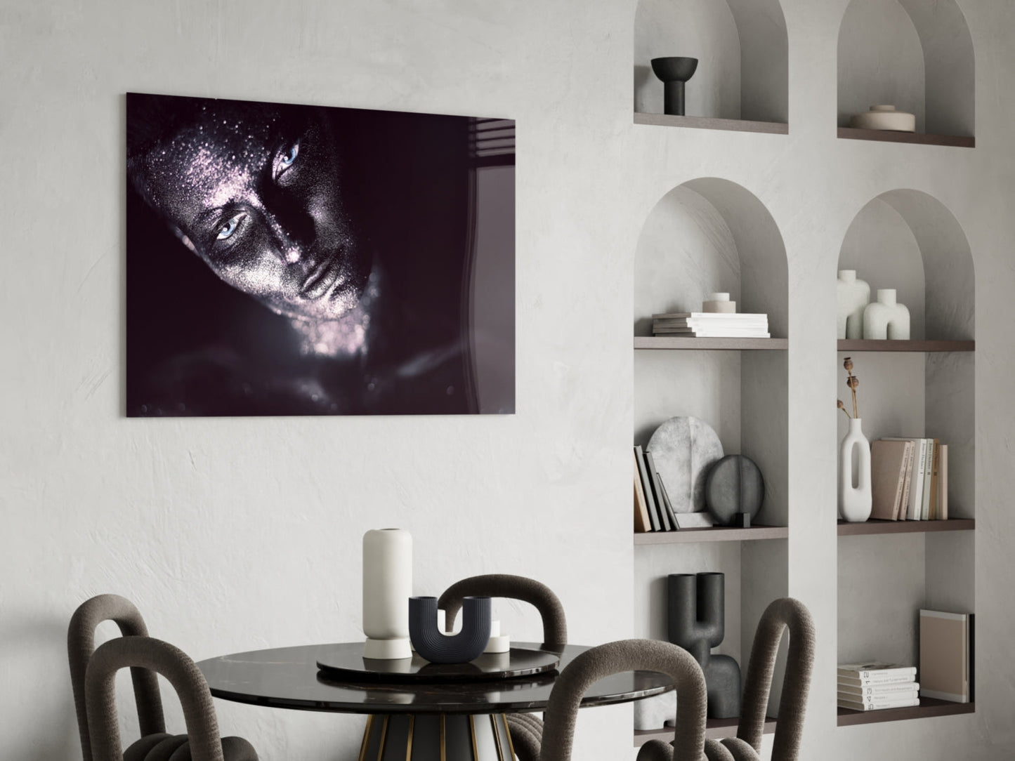 Violet Gaze Woman Glass Wall Art