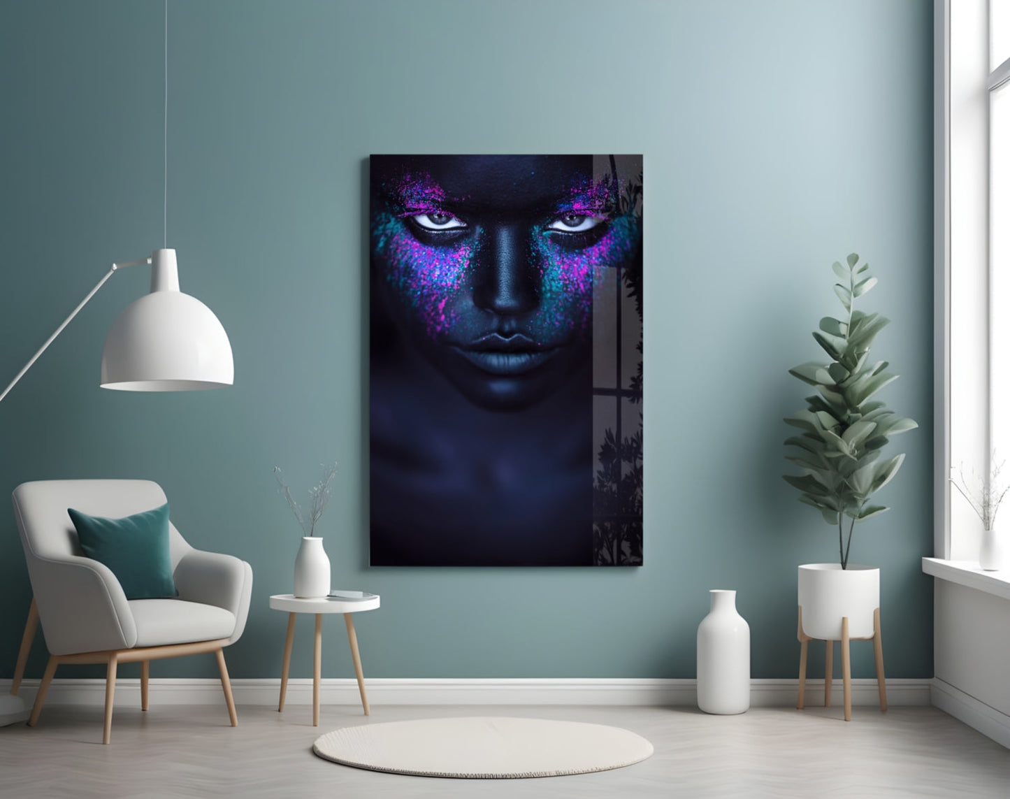 Color Burst Woman Glass Wall Art