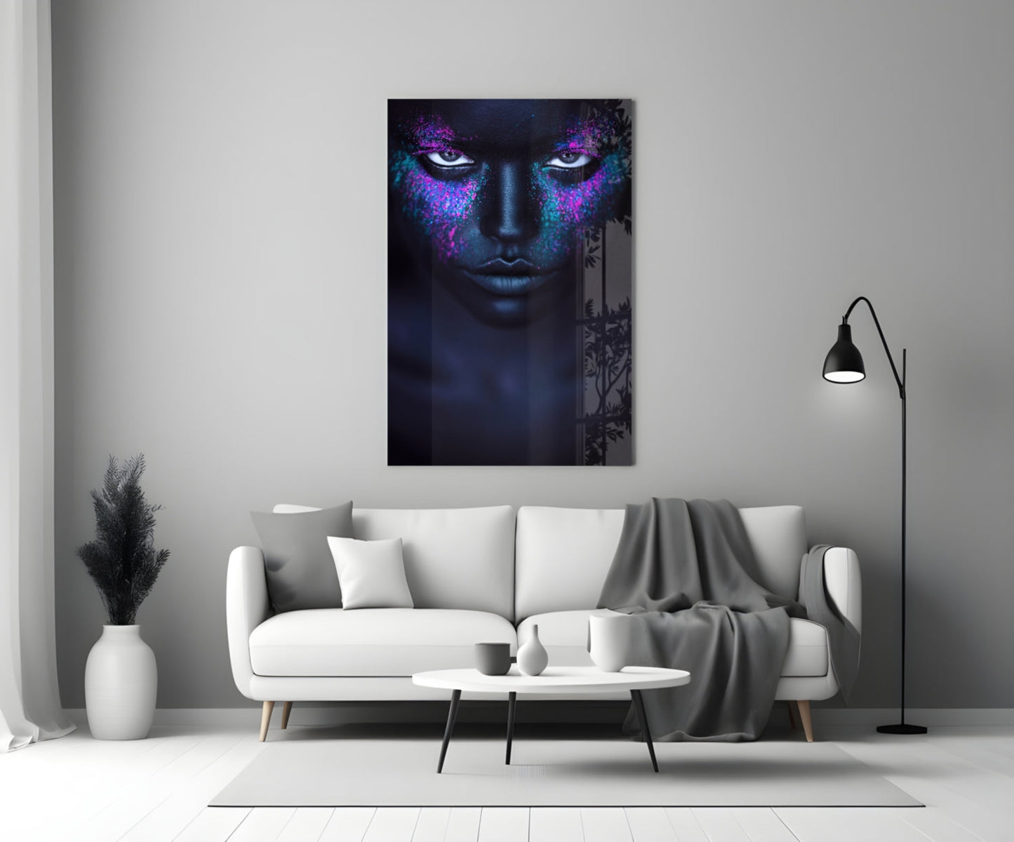 Color Burst Woman Glass Wall Art