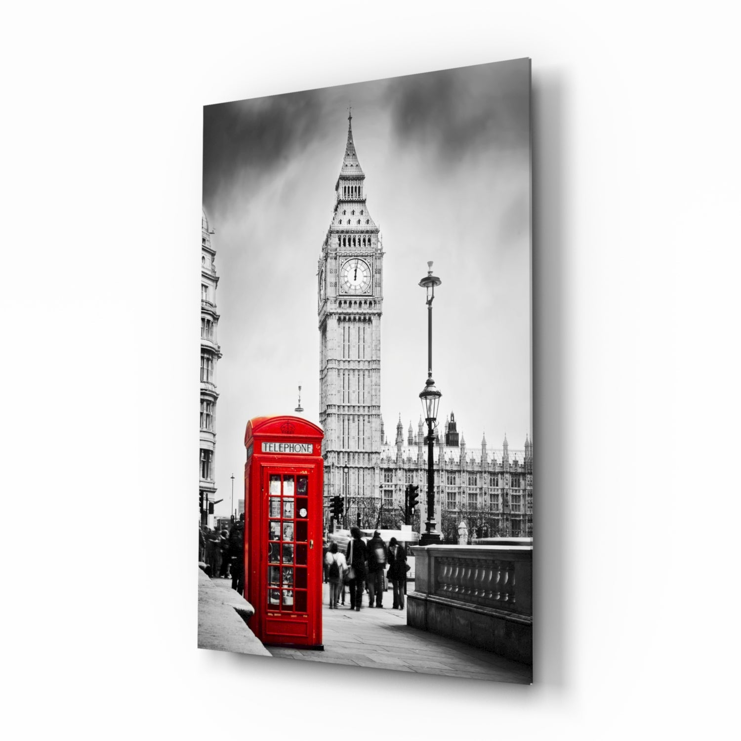 London phone box glass wall art