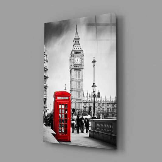 London Phone Box Glass Wall Art