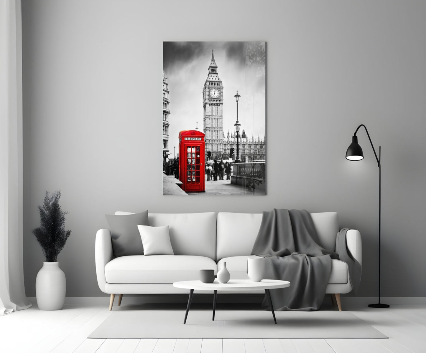 London Phone Box Glass Wall Art