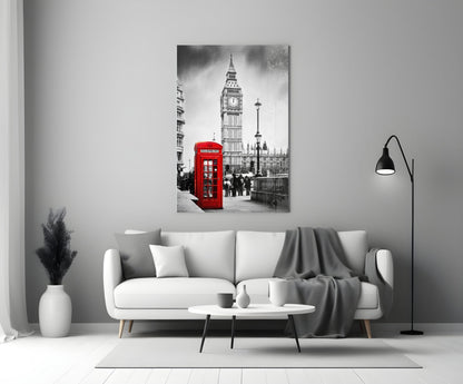 London Phone Box Glass Wall Art