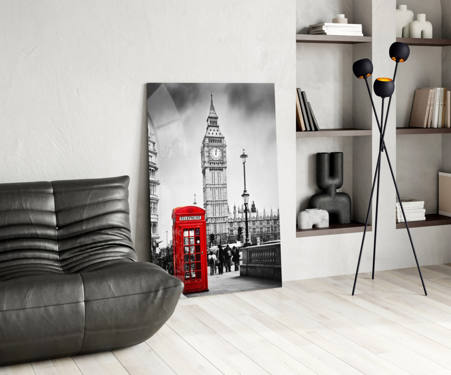 London Phone Box Glass Wall Art