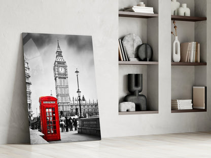 London Phone Box Glass Wall Art