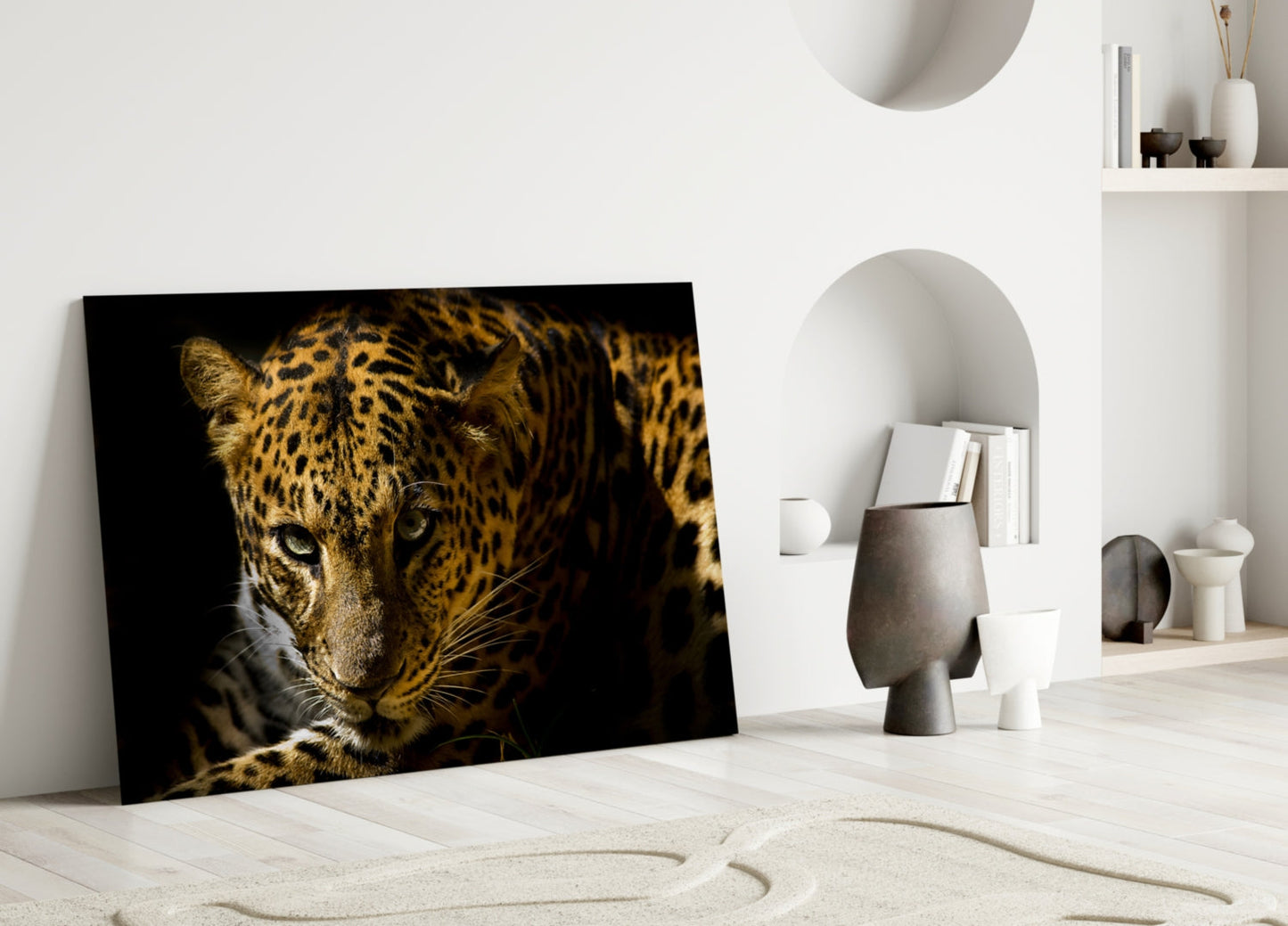 Leopard Amber Gaze Glass Wall Art