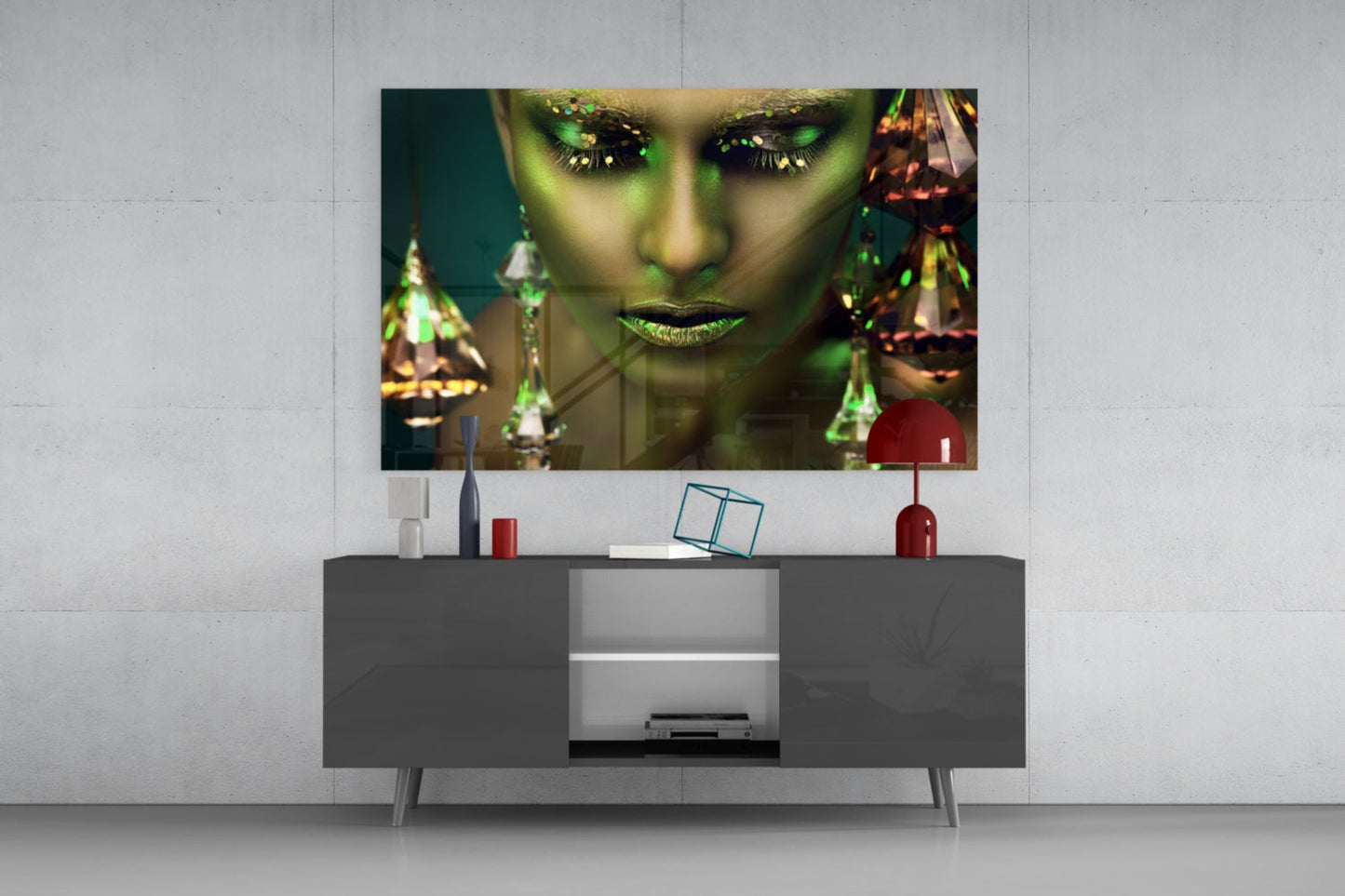 Crystal Gold Woman Glass Wall Art